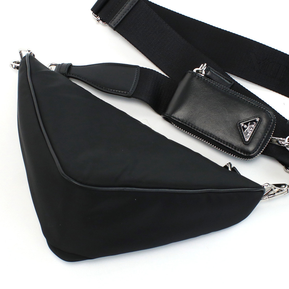 Prada Diagonal Shoulder Bag Triangle Logo Nero Black - Picture 4 of 6